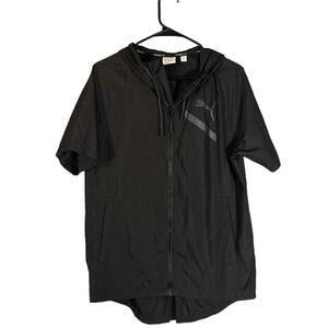 Puma Black Short Sleeve Netted Full Zip Lightweight Casual Jacket Men Sz S